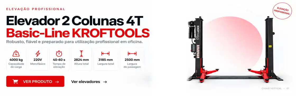 Elevador 2 Colunas 4T Basic-Line KROFTOOLS 4000kg Monofásico