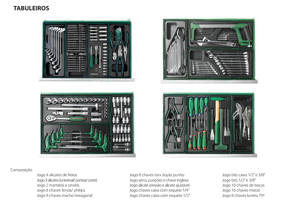 CARRO FERRAMENTAS COMPLETO POWER LINE JONNESWAY