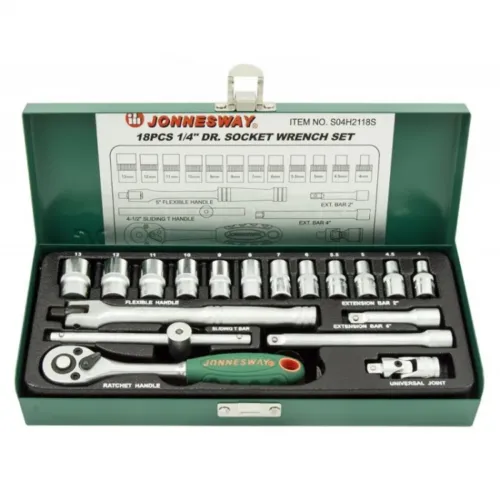 JOGO DE CHAVES DE CAIXA DE 1/4” COM 18 PEÇAS JONNESWAY JOGO DE CHAVES DE CAIXA DE 1/4” COM 18 PEÇAS JONNESWAY