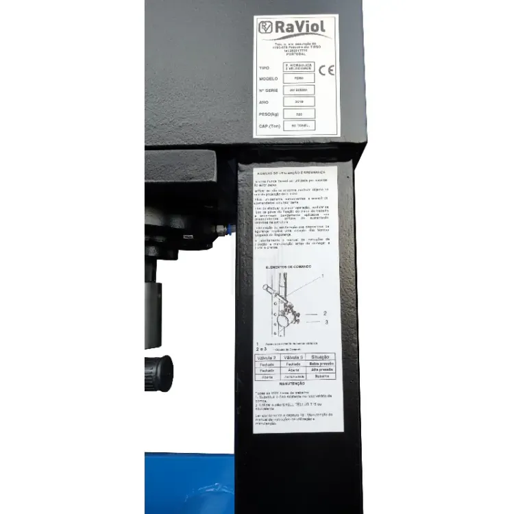 Prensa Hidráulica c/ Piston fixo 2 velocidades 35 Ton RAVIOL