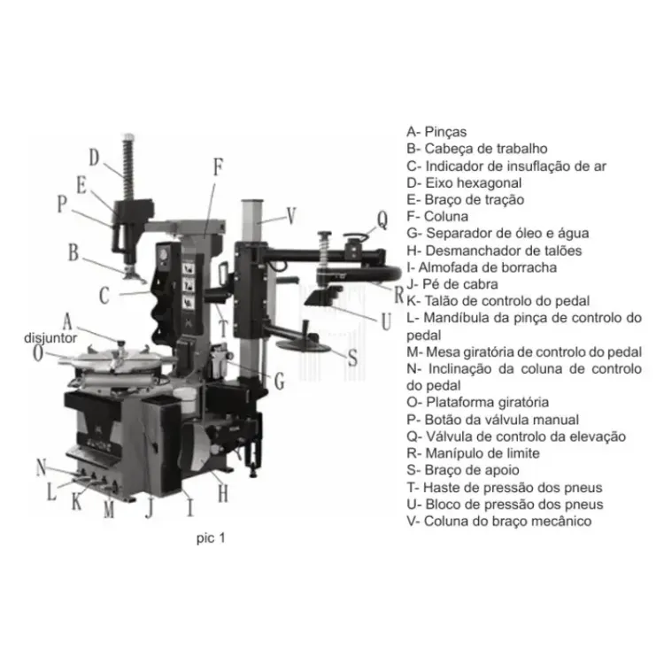 DESMONTADOR DE PNEUS AUTOMÁTICO 12'-24' KROFTOOLS